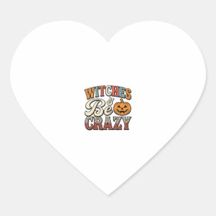 Pegatina En Forma De Corazón Diseño de camiseta vintage de Halloween Brujas Est