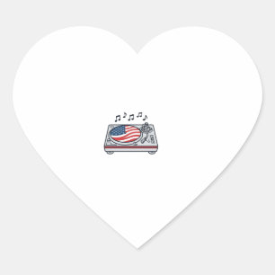 Pegatina En Forma De Corazón Diseño de camiseta vintage de música de DJ patriót