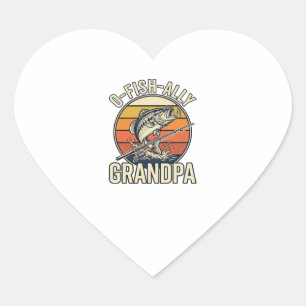 Pegatina En Forma De Corazón Diseño de camiseta vintage de pesca del abuelo O-F