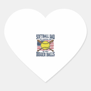 Pegatina En Forma De Corazón Diseño de camiseta Vintage Softball Dad Bigger Bal