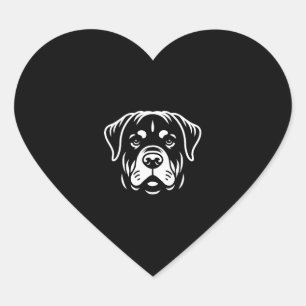 Pegatina En Forma De Corazón Diseño de Cara de Rottweiler Minimalista � Arte de