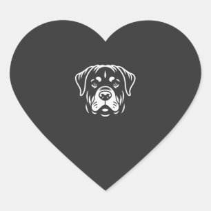 Pegatina En Forma De Corazón Diseño de Cara de Rottweiler Minimalista � Arte de