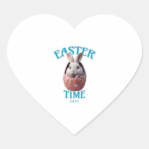 Pegatina En Forma De Corazón Diseño de conejito blanco de Semana Santa