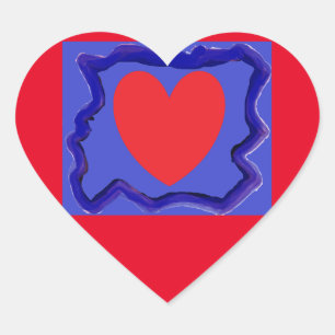 Pegatina En Forma De Corazón Diseño de corazón azul y rojo con patrón de onda