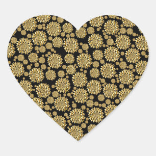 Pegatina En Forma De Corazón Diseño de corazón de Petales de Oro