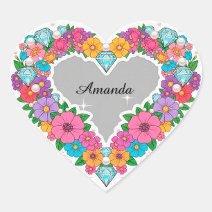 Pegatina En Forma De Corazón Diseño de corazón floral elegante