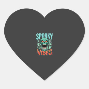 Pegatina En Forma De Corazón Diseño de cráneo de fantasma de Halloween Vibracio