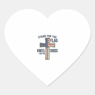 Pegatina En Forma De Corazón Diseño de cruz patriótica de pie por la bandera_1