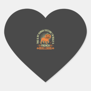 Pegatina En Forma De Corazón Diseño de disfraz humano divertido de Bulldog Fran