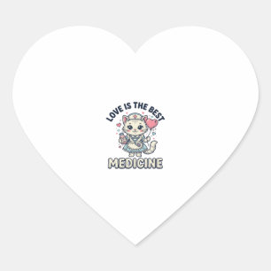 Pegatina En Forma De Corazón Diseño de enfermera adorable gato el amor es la me
