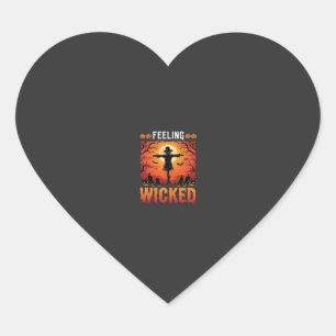 Pegatina En Forma De Corazón Diseño de espantapájaros de Halloween sintiéndose