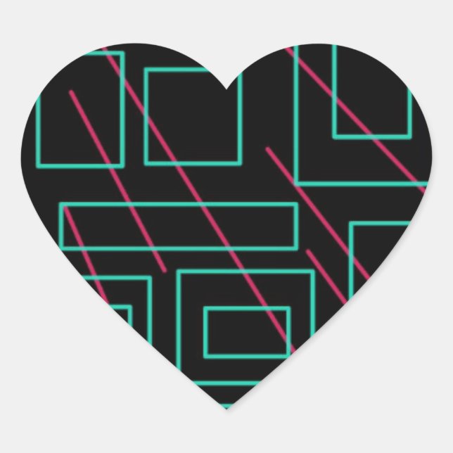 Pegatina En Forma De Corazón diseño de fondo negro (Anverso)