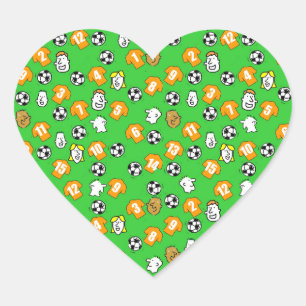 Pegatina En Forma De Corazón Diseño de fútbol con Camisetas de oro