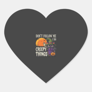 Pegatina En Forma De Corazón Diseño de gato bruja de Halloween cosas espeluznan