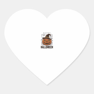 Pegatina En Forma De Corazón Diseño de grabado de calabaza feliz Halloween vint