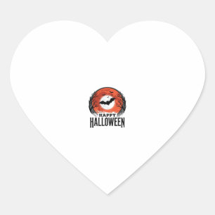Pegatina En Forma De Corazón diseño de grabado de murciélago lunar de Halloween