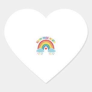 Pegatina En Forma De Corazón Diseño de grabado vintage de arcoíris del mes del