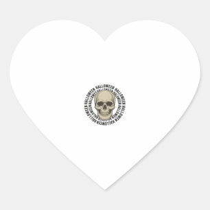 Pegatina En Forma De Corazón Diseño de grabado vintage de círculo de cráneo de 