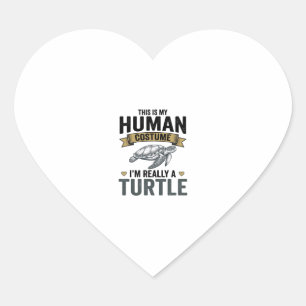 Pegatina En Forma De Corazón Diseño de grabado vintage de disfraz de tortuga di
