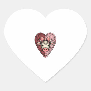 Pegatina En Forma De Corazón Diseño de grabado vintage de hilo de corazón de va