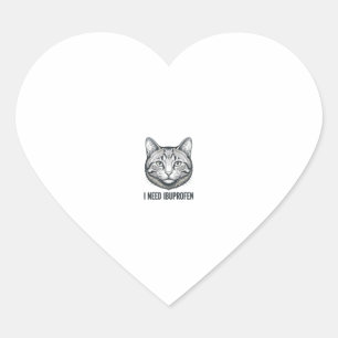 Pegatina En Forma De Corazón Diseño de grabado vintage de ibuprofeno de gato di