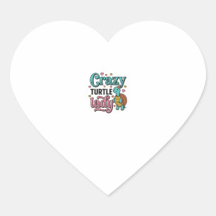 Pegatina En Forma De Corazón Diseño de grabado vintage de la loca señora tortug