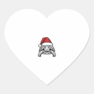 Pegatina En Forma De Corazón Diseño de grabado vintage de sombrero de Santa de 