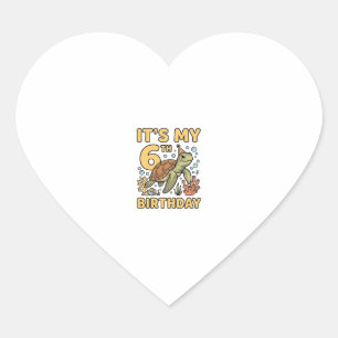 Pegatina En Forma De Corazón Diseño de grabado vintage de tortuga marina para c