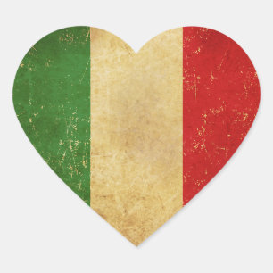 Pegatina En Forma De Corazón Diseño de Grunge de la bandera italiana