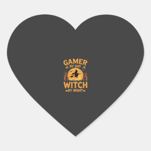 Pegatina En Forma De Corazón Diseño de Halloween de Bruja para Jugadores