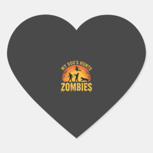 Pegatina En Forma De Corazón Diseño de Halloween de perro caza zombies