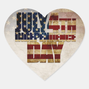 Pegatina En Forma De Corazón Diseño de la bandera de época del 4 de julio, Día 