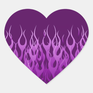 Pegatina En Forma De Corazón Diseño de llamas de Carreras púrpura de Guay
