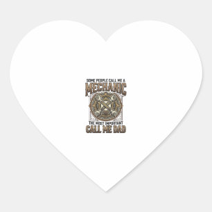 Pegatina En Forma De Corazón Diseño de llave de engranaje de papá mecánico vint