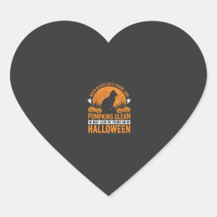 Pegatina En Forma De Corazón Diseño de Luna de Calabaza de Gato Negro de Hallow
