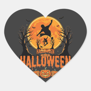 Pegatina En Forma De Corazón Diseño de Luna para Patineta de Halloween