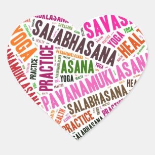 Pegatina En Forma De Corazón Diseño de palabras de forma de corazón de yoga