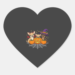 Pegatina En Forma De Corazón Diseño de perro bruja calabaza Halloween Chihuahua
