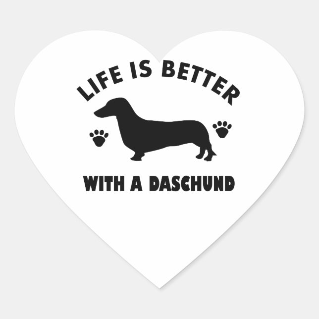 Pegatina En Forma De Corazón diseño de perros daschund (Anverso)