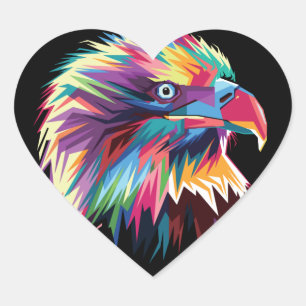 Pegatina En Forma De Corazón Diseño de Prismático Geométrico de Águila Calva-80