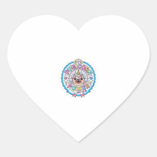 Pegatina En Forma De Corazón Diseño de regalo divertido y lindo poder Pugicorn 