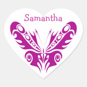 Pegatina En Forma De Corazón Diseño de Tatuaje de Mariposa Tribal