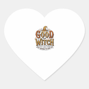 Pegatina En Forma De Corazón Diseño de tipografía de Halloween de bruja buena v
