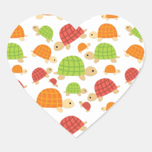 Pegatina En Forma De Corazón Diseño de tortugas coloridas