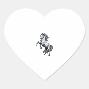 Pegatina En Forma De Corazón Diseño de vector de caballo encabritado de grabado