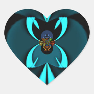 Pegatina En Forma De Corazón Diseño de vector de cian y negro de vanguardia imp
