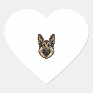 Pegatina En Forma De Corazón Diseño de vector de perro pastor grabado vintage_1