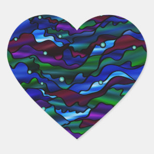 Pegatina En Forma De Corazón Diseño De Vidrio Manchado De Resumen De La Seascap