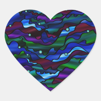 Pegatina En Forma De Corazón Diseño De Vidrio Manchado De Resumen De La Seascap