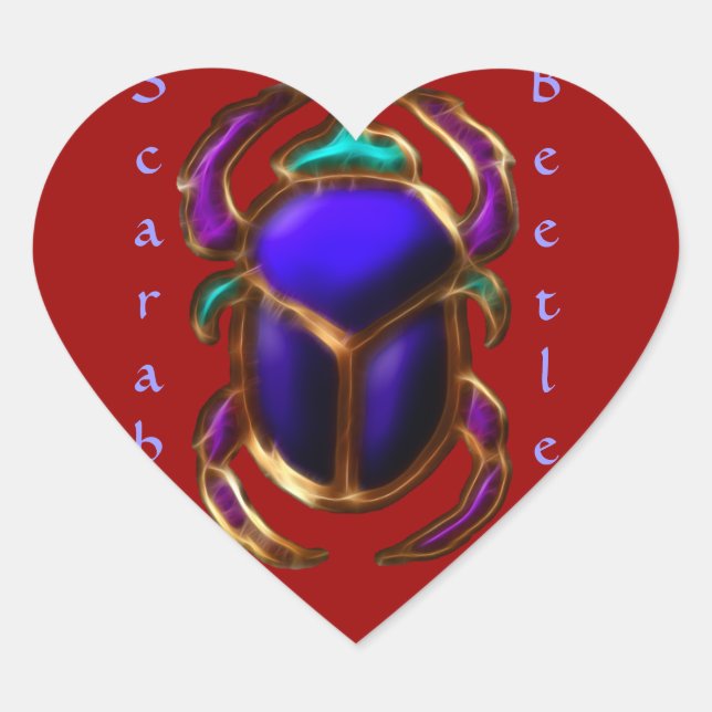 Pegatina En Forma De Corazón Diseño del antiguo escarabajo egipcio Scarab (Anverso)
